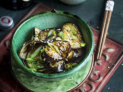 Aubergines glacées au sésame