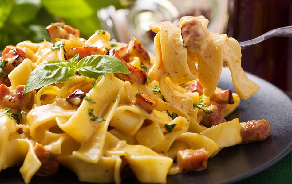 Fettuccine au jambon et bacon