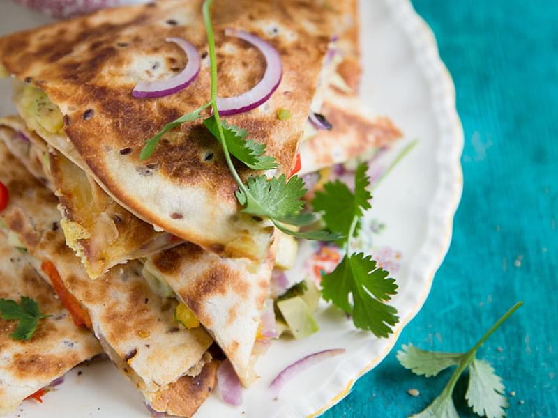 Quesadilla with Peppers, Avocado and Turkey