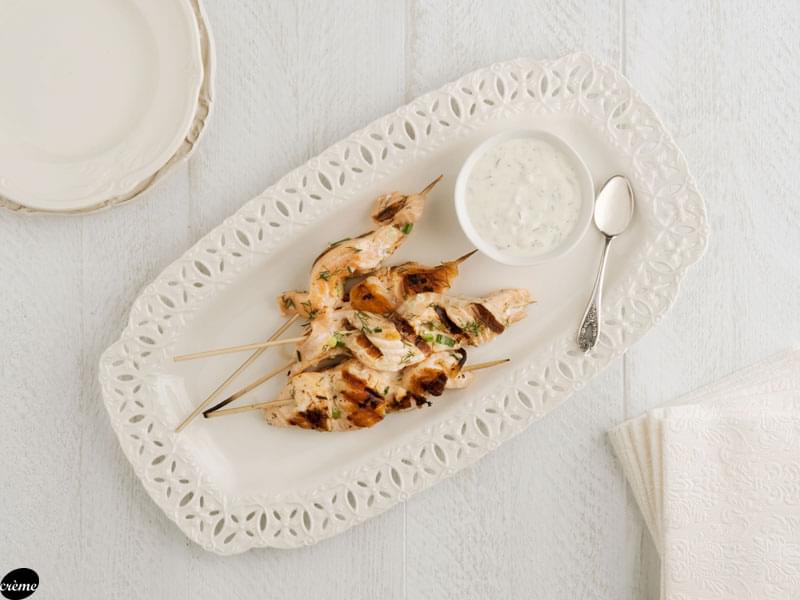 Salmon Satay with a Creamy Dill Sauce