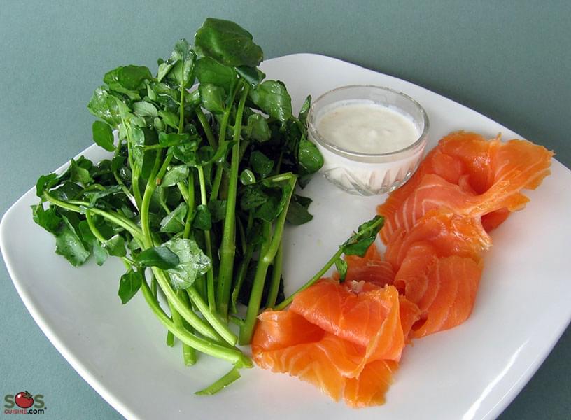 Salmone affumicato e crescione
