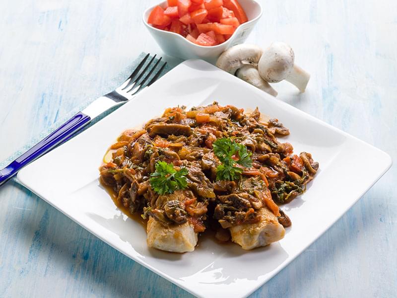 Morue aux champignons et au céleri-rave