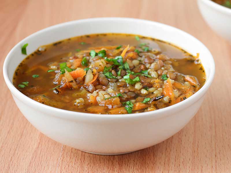 Zuppa di riso e lenticchie