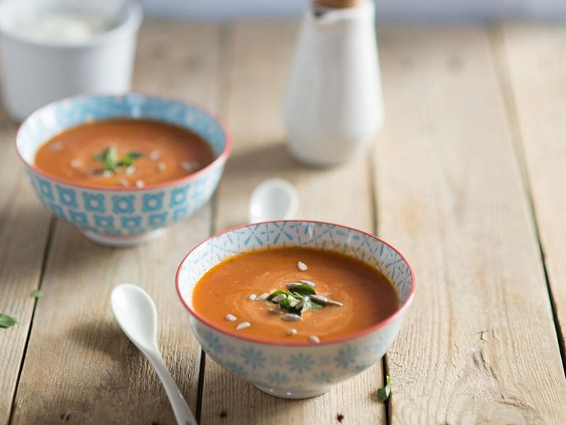 Crème de poivrons et oignons rôtis