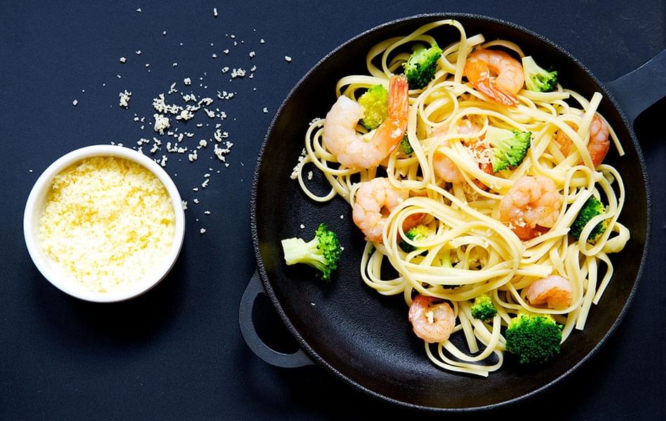 Shrimp and Broccoli Pasta with Turmeric
