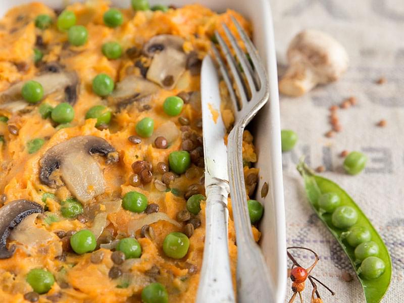 Étagé de lentilles et légumes