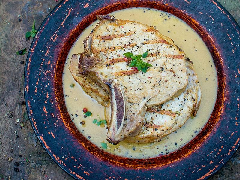 Côtelettes de porc sauce à la moutarde