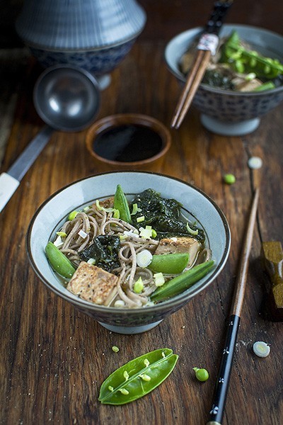 Japanese Soup with Noodles and Seaweed