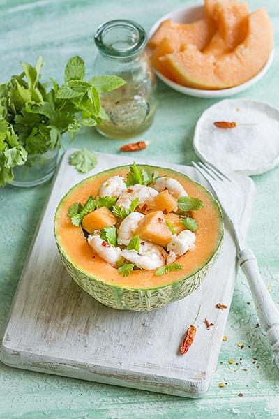 Salade thaï de crevettes et melon
