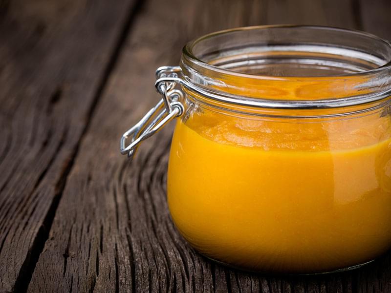 Purée de patates douces, mangue et gingembre