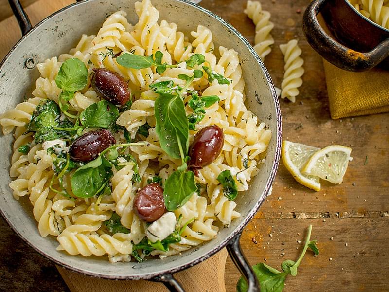 Fusilli with Watercress and Feta Cheese