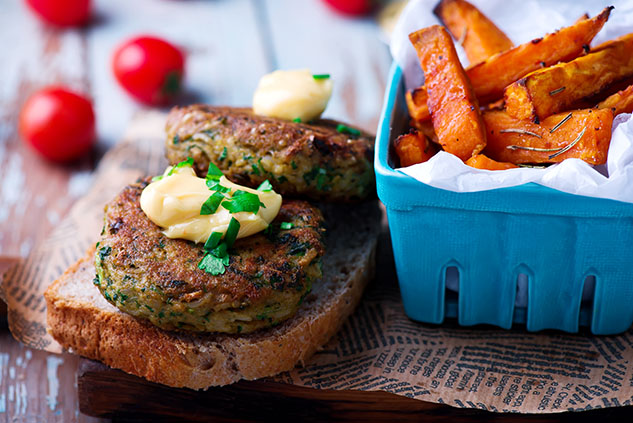 Tofu Burger with Sweet Potatoes