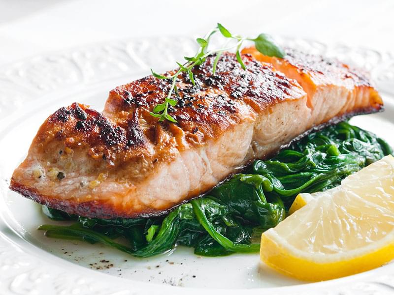 Balsamic Salmon and Spinach with Rice