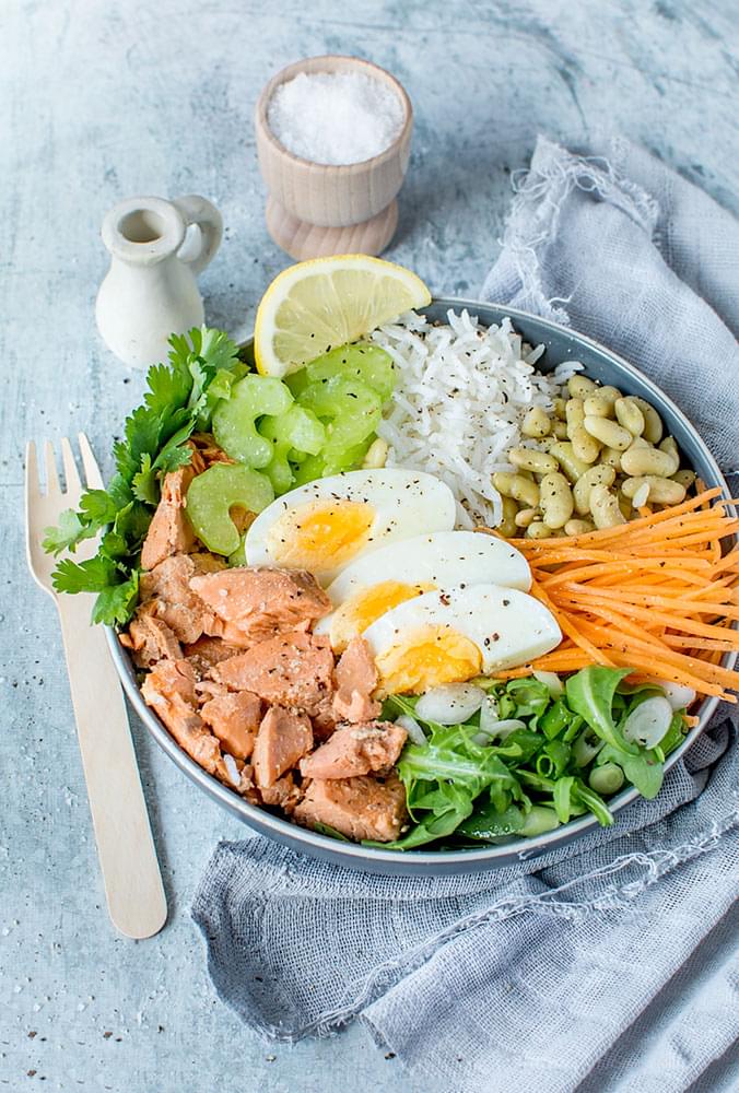 Salmon and Rice Buddha Bowl