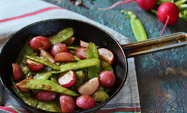 Buttered Snow Peas and Radish