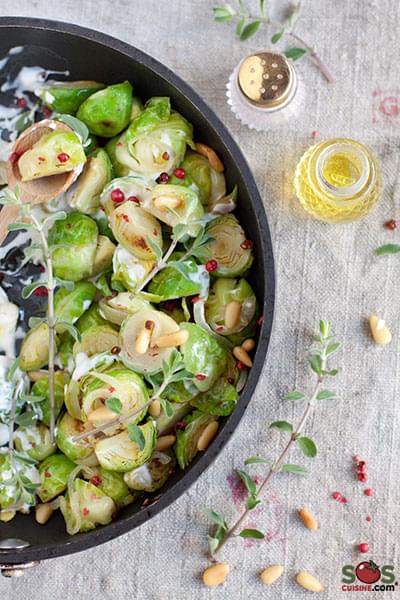 Choux de Bruxelles braisés à la marjolaine