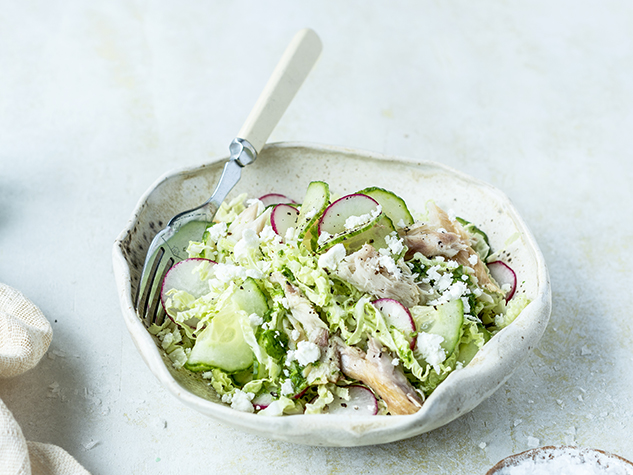 Mackerel, Cabbage and Vegan Cheese Salad