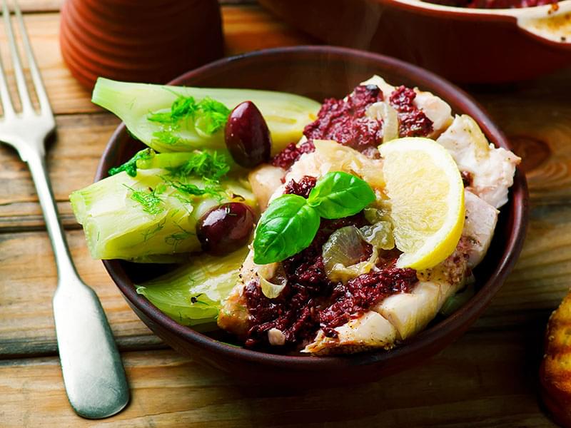 Nasello alle olive e al finocchio